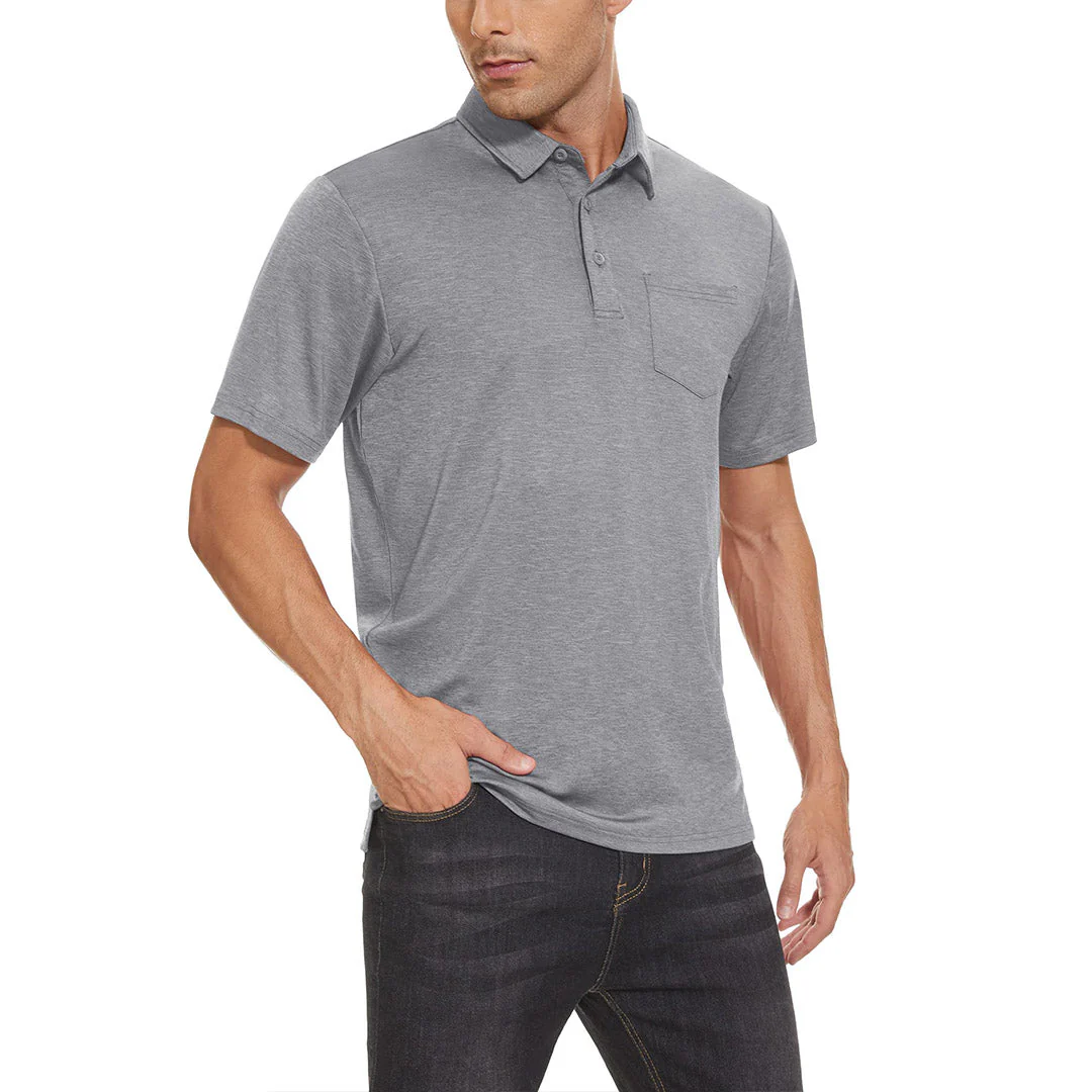 Men's Polo Quick Dry 3 Buttons T-Shirt with Pockets