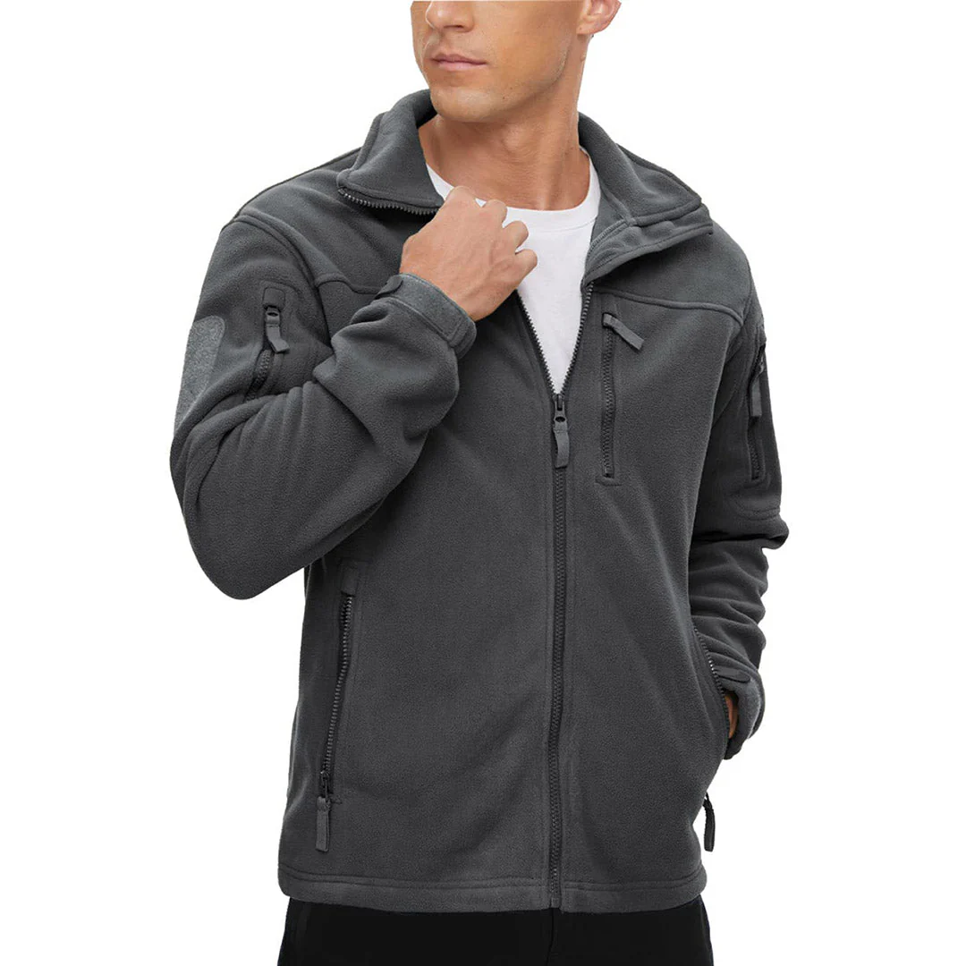 Men's Tactical Fleece Jackets Full Zip Coat with Multi Pockets