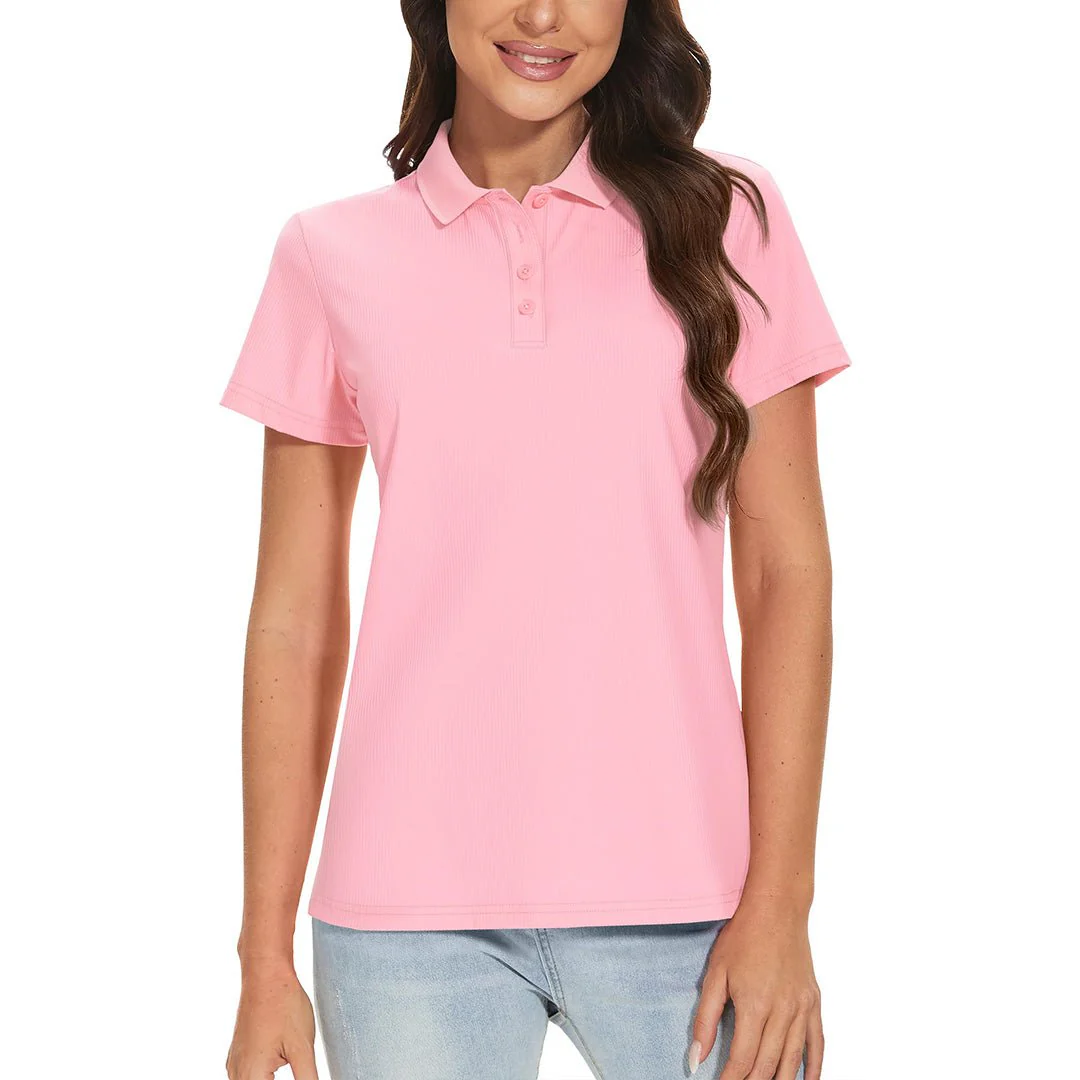 Women's Golf Tennis 4-Button Lightweight Quick-Dry Polo Collared Shirts