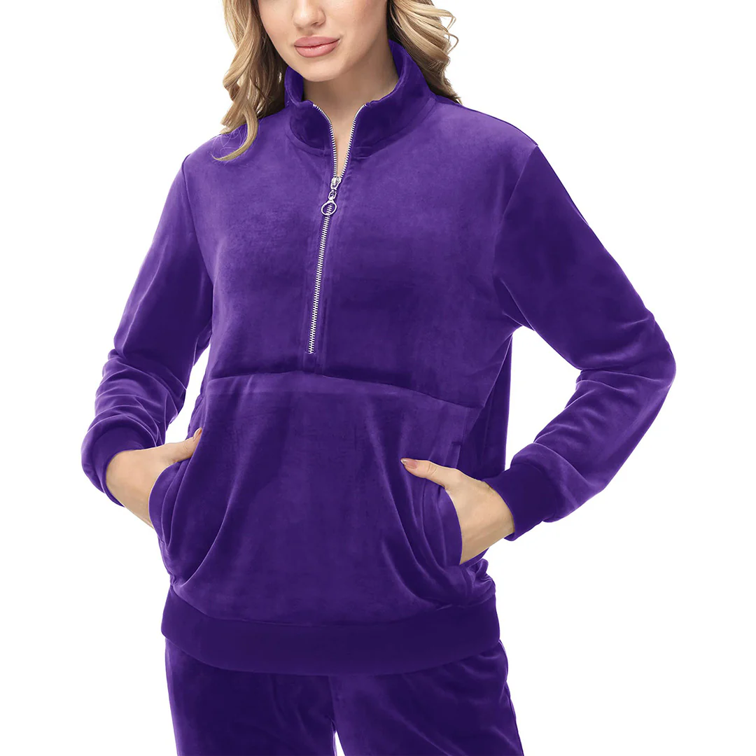 Women's Half Zip Velour Pullovers