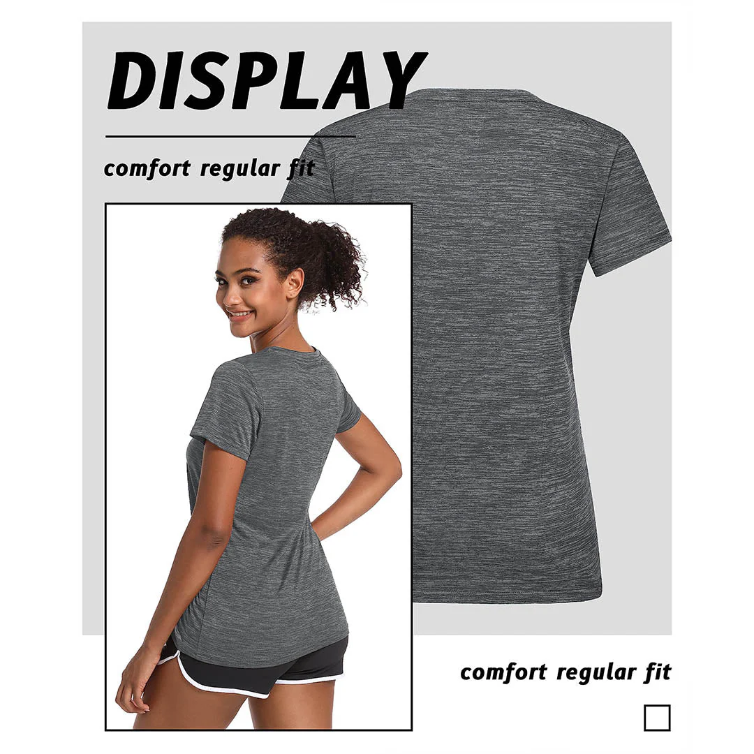 Women's Quick Dry Athletic V-Neck Yoga Gym T-shirts