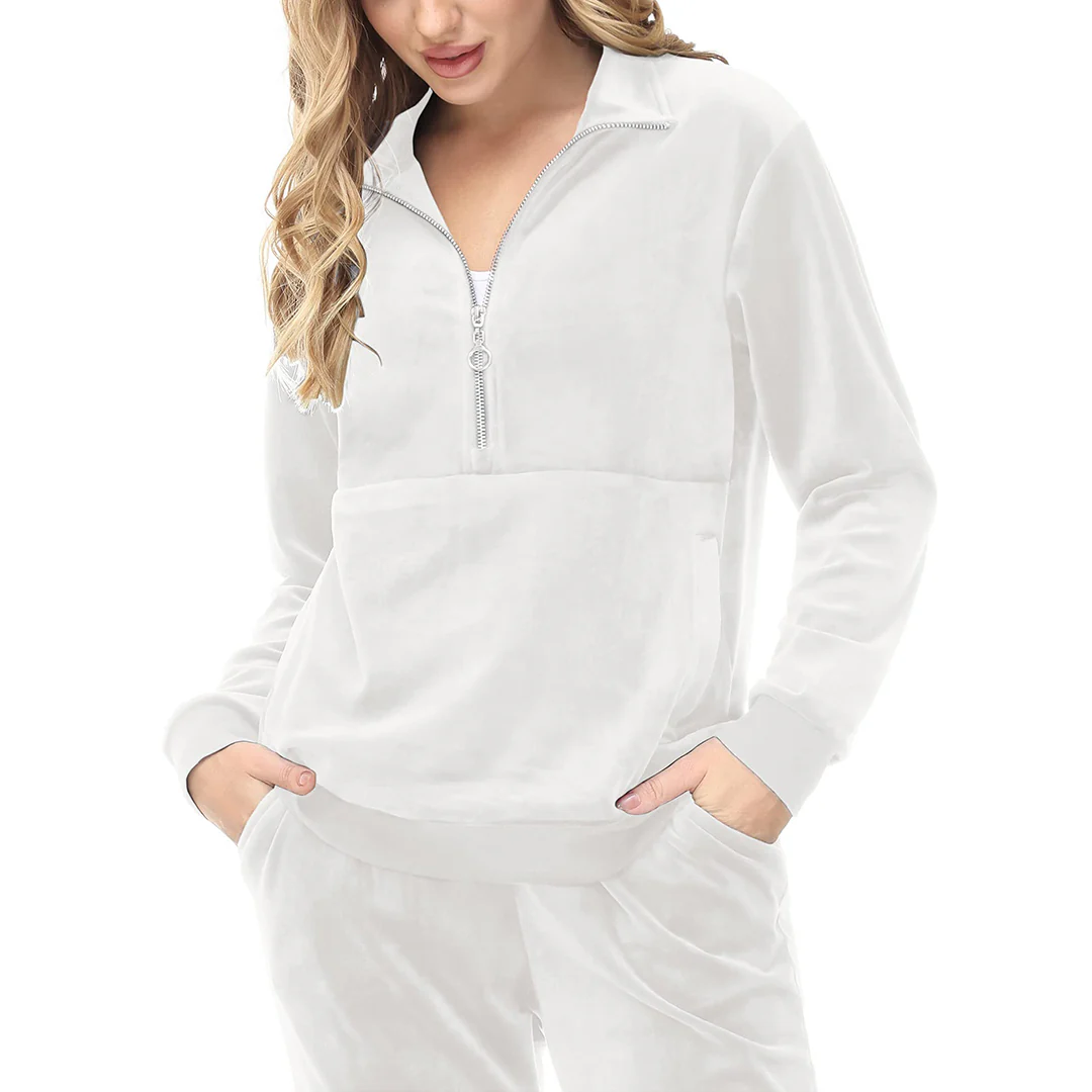 Women's Half Zip Velour Pullovers