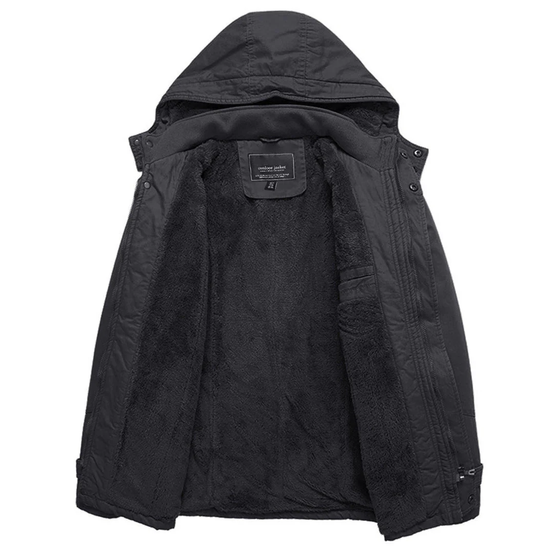 Men's Hood Jackets Thicken Fleece Cotton Work  Winter Coats