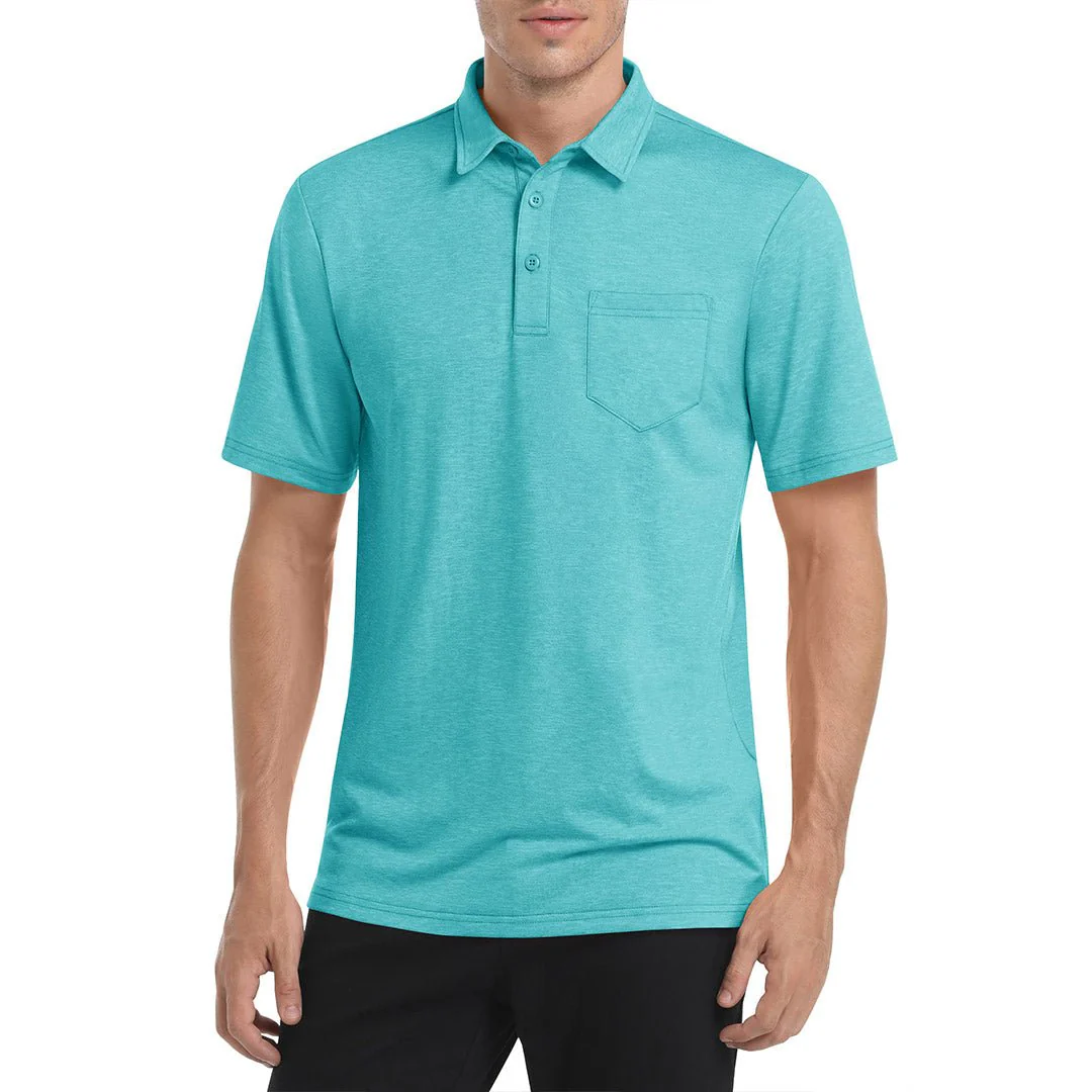 Men's Polo Quick Dry 3 Buttons T-Shirt with Pockets