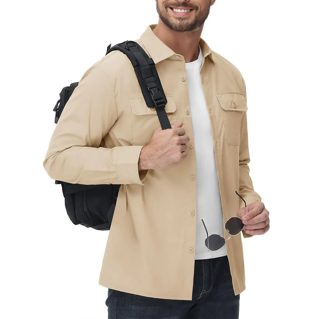 Men's Cotton Casual Button-Up Long Sleeve Shirts