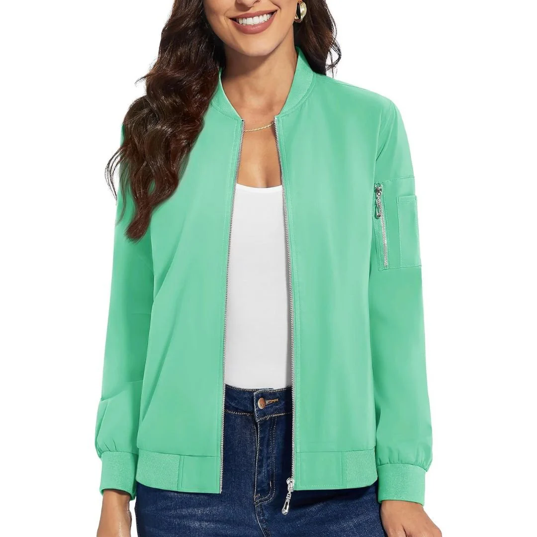 Women's Lightweight Casual Windbreaker Bomber Jackets