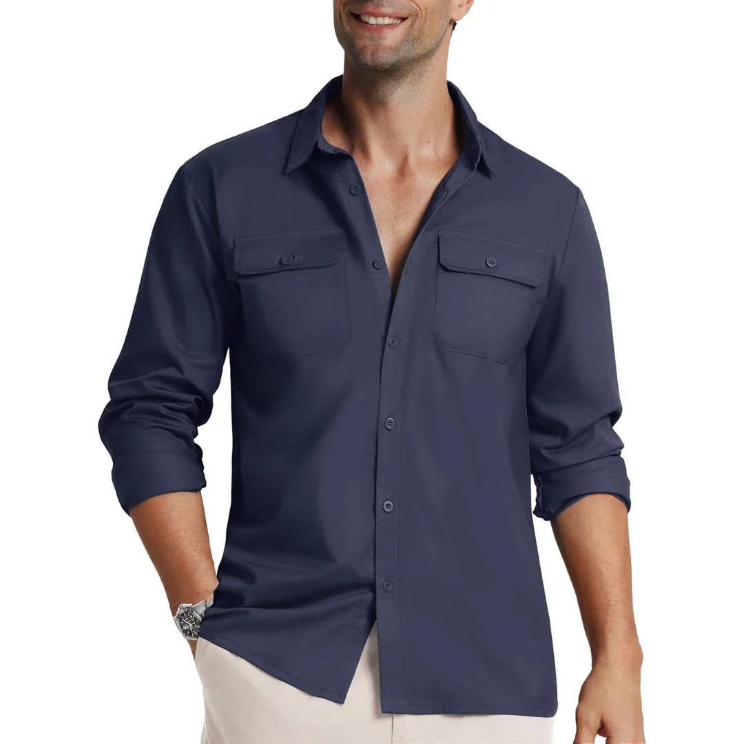 Men's Cotton Casual Button-Up Long Sleeve Shirts
