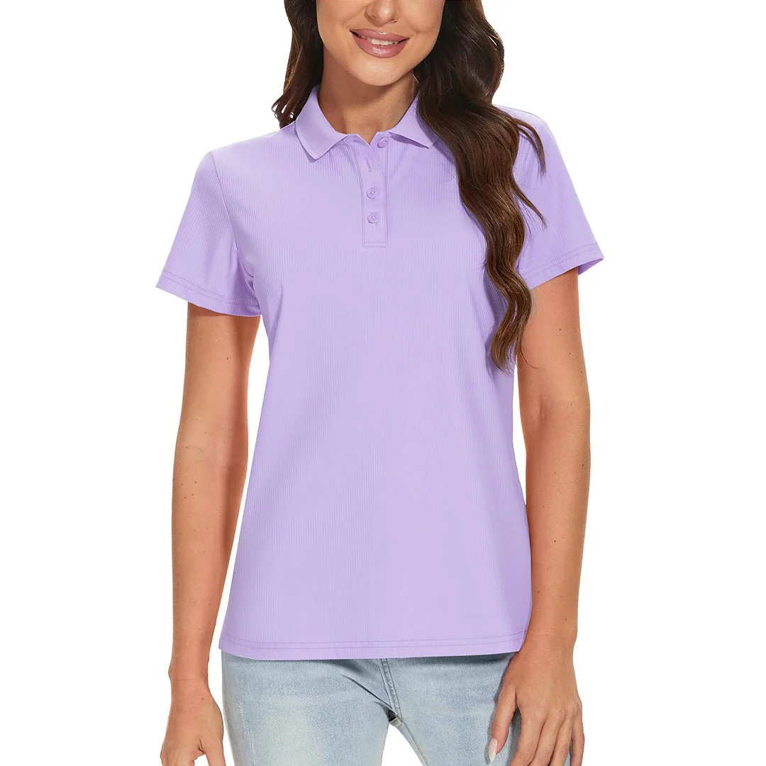 Women's Golf Tennis 4-Button Lightweight Quick-Dry Polo Collared Shirts