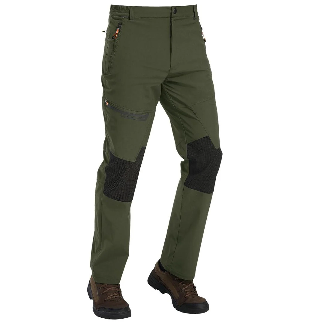 Men's Hiking Fleece Lined Reinforced Knees Softshell Pants