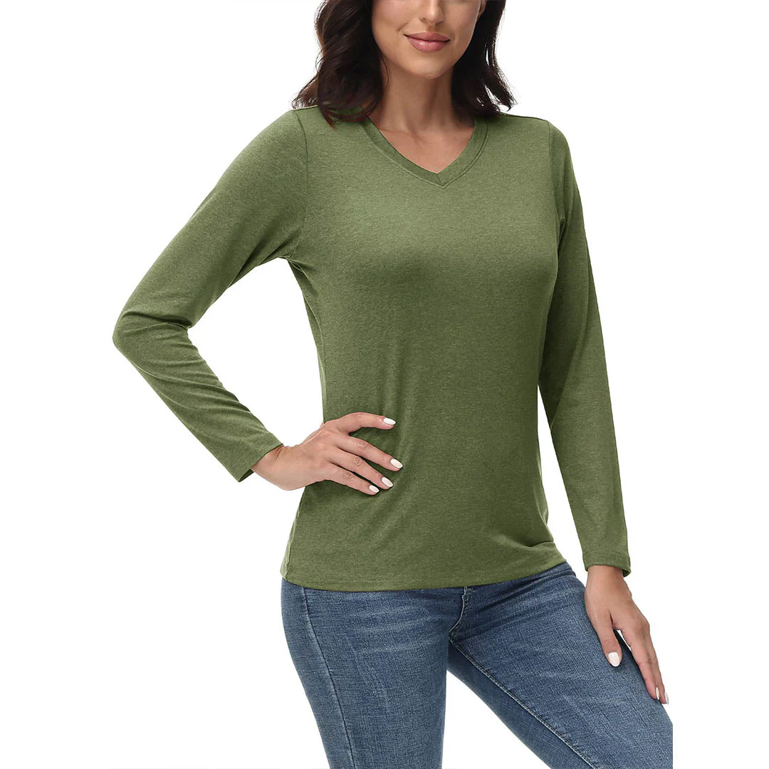 Women's V-Neck Sun Shirts UPF 50+ Long Sleeve T-Shirts