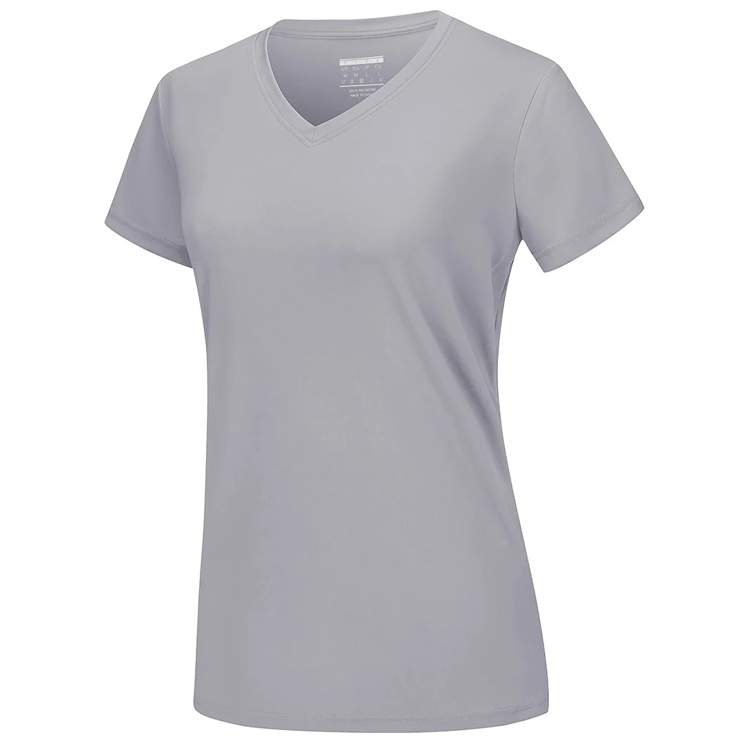 Women's UPF 50+ Sun Protection V-Neck Quick Dry Short Sleeve T-shirts