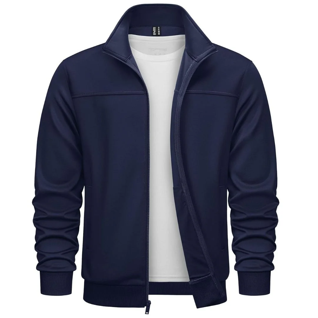 Men's Track Lightweight Full Zip Up Stand Collar Jacket