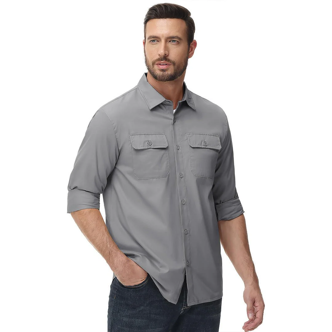 Men's Cotton Casual Button-Up Long Sleeve Shirts