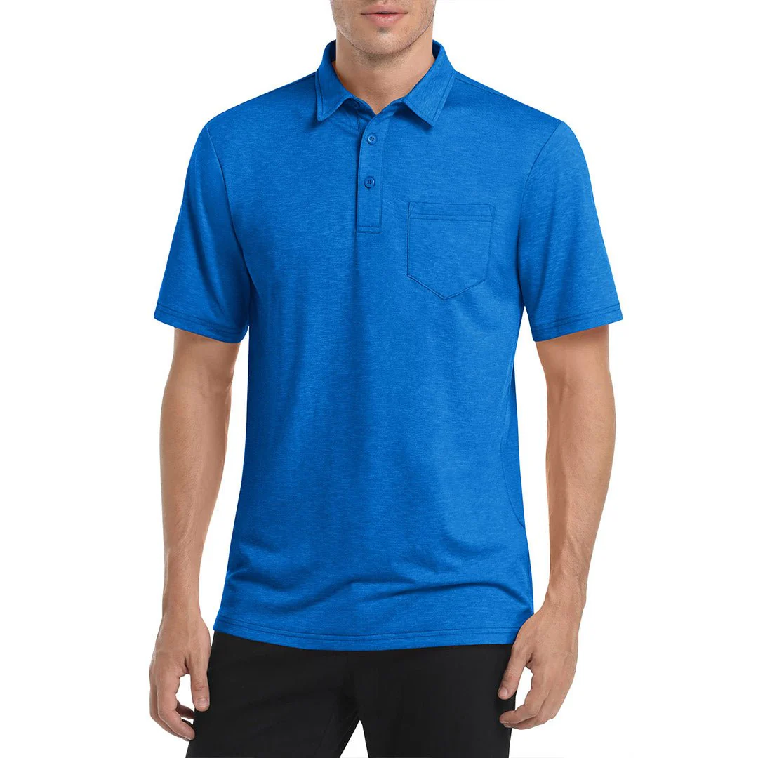 Men's Polo Quick Dry 3 Buttons T-Shirt with Pockets