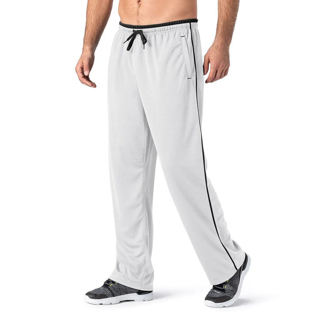 Men's Casual Open Bottom Mesh Sweatpants with Pockets