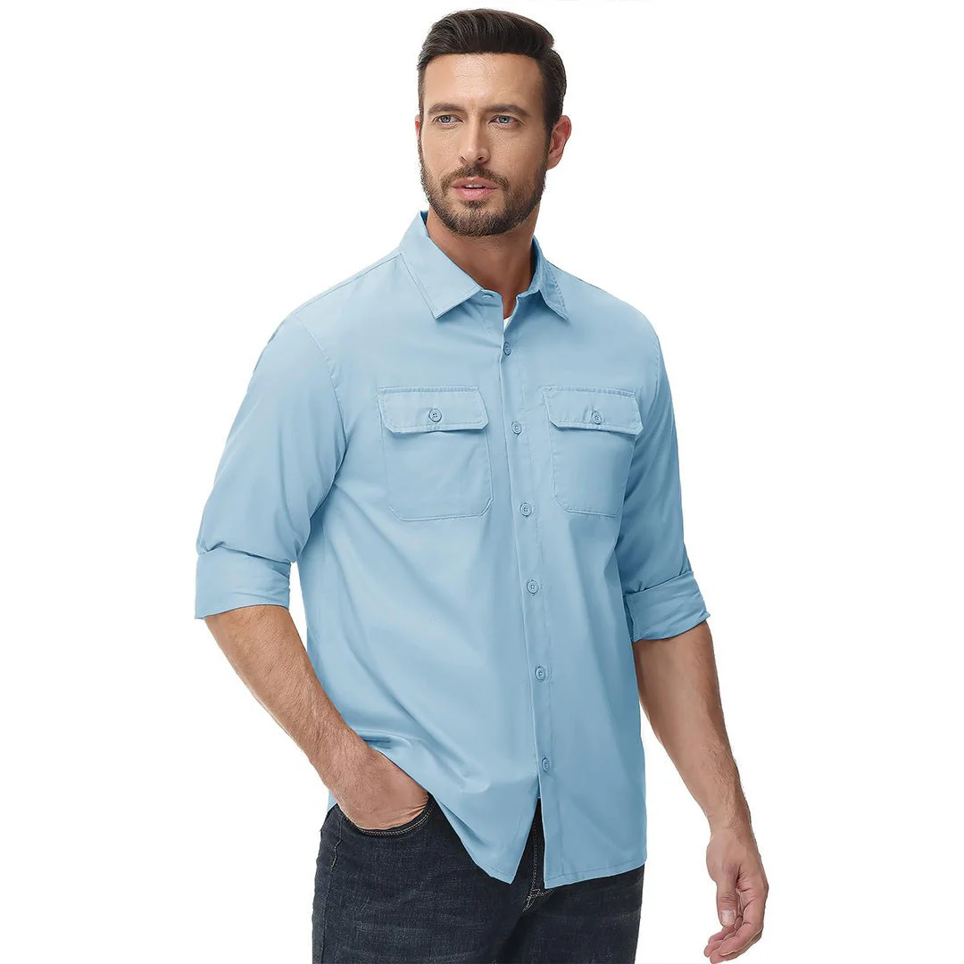 Men's Cotton Casual Button-Up Long Sleeve Shirts