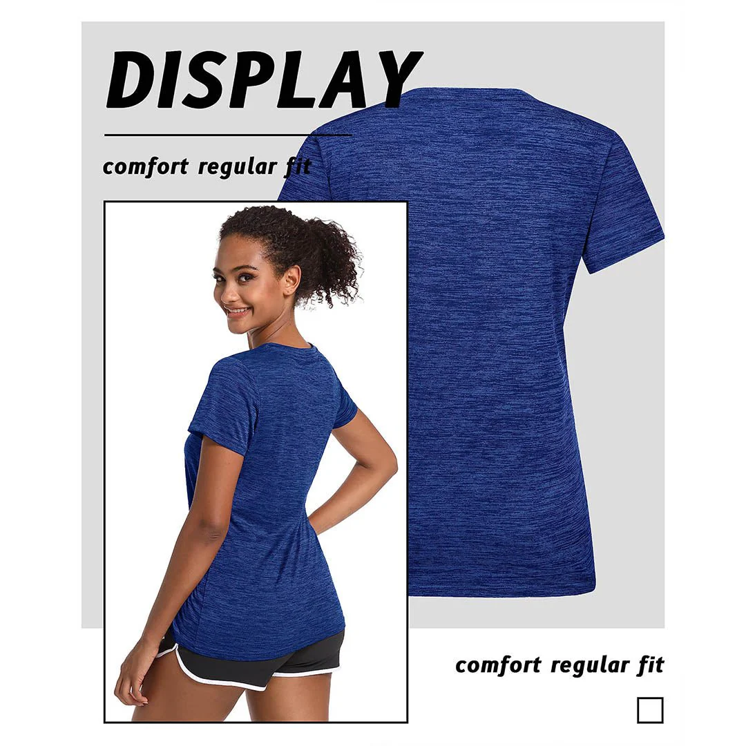 Women's Quick Dry Athletic V-Neck Yoga Gym T-shirts