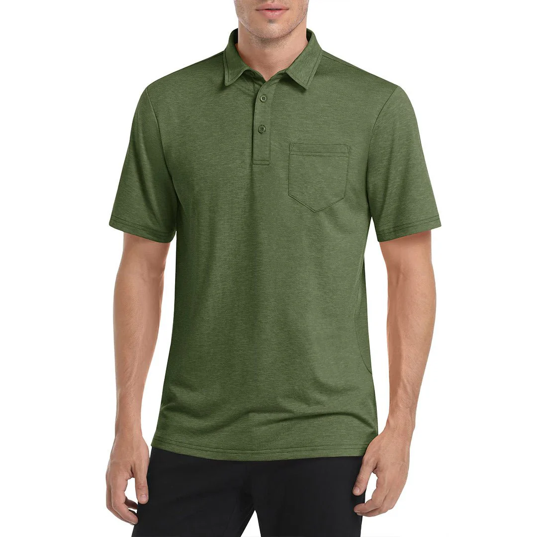 Men's Polo Quick Dry 3 Buttons T-Shirt with Pockets