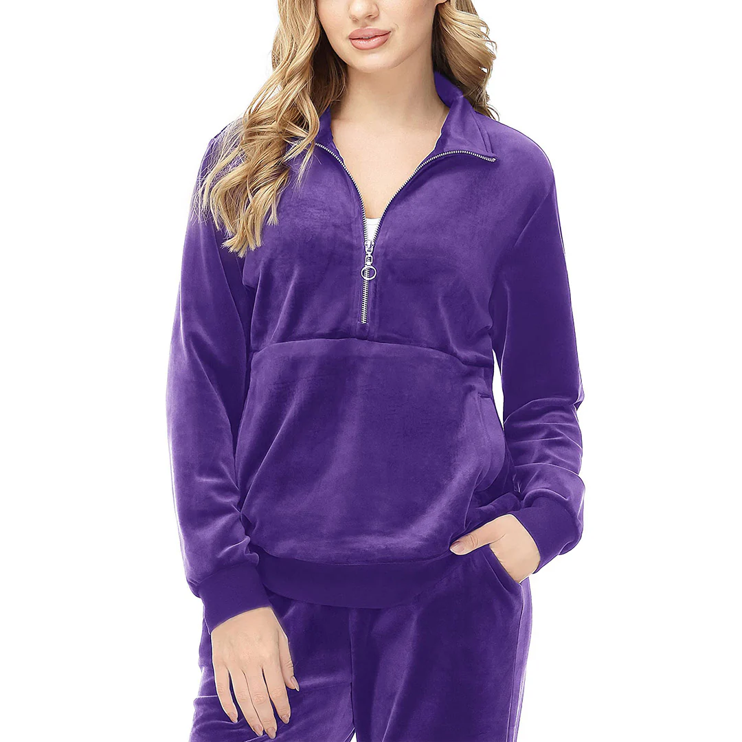 Women's Half Zip Velour Pullovers