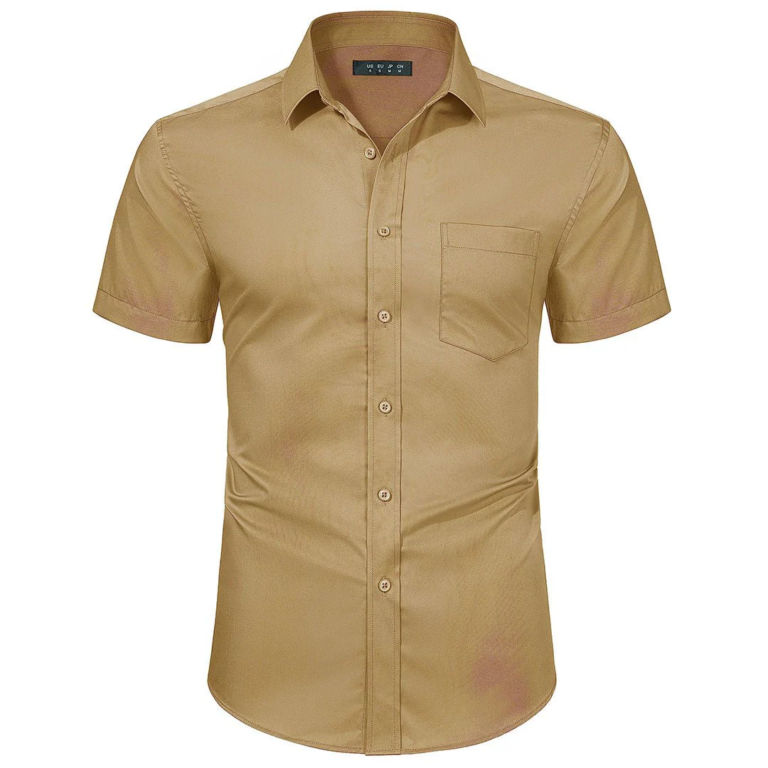 Men's Summer Casual Regular Fit Button Down Short Sleeve T-shirt