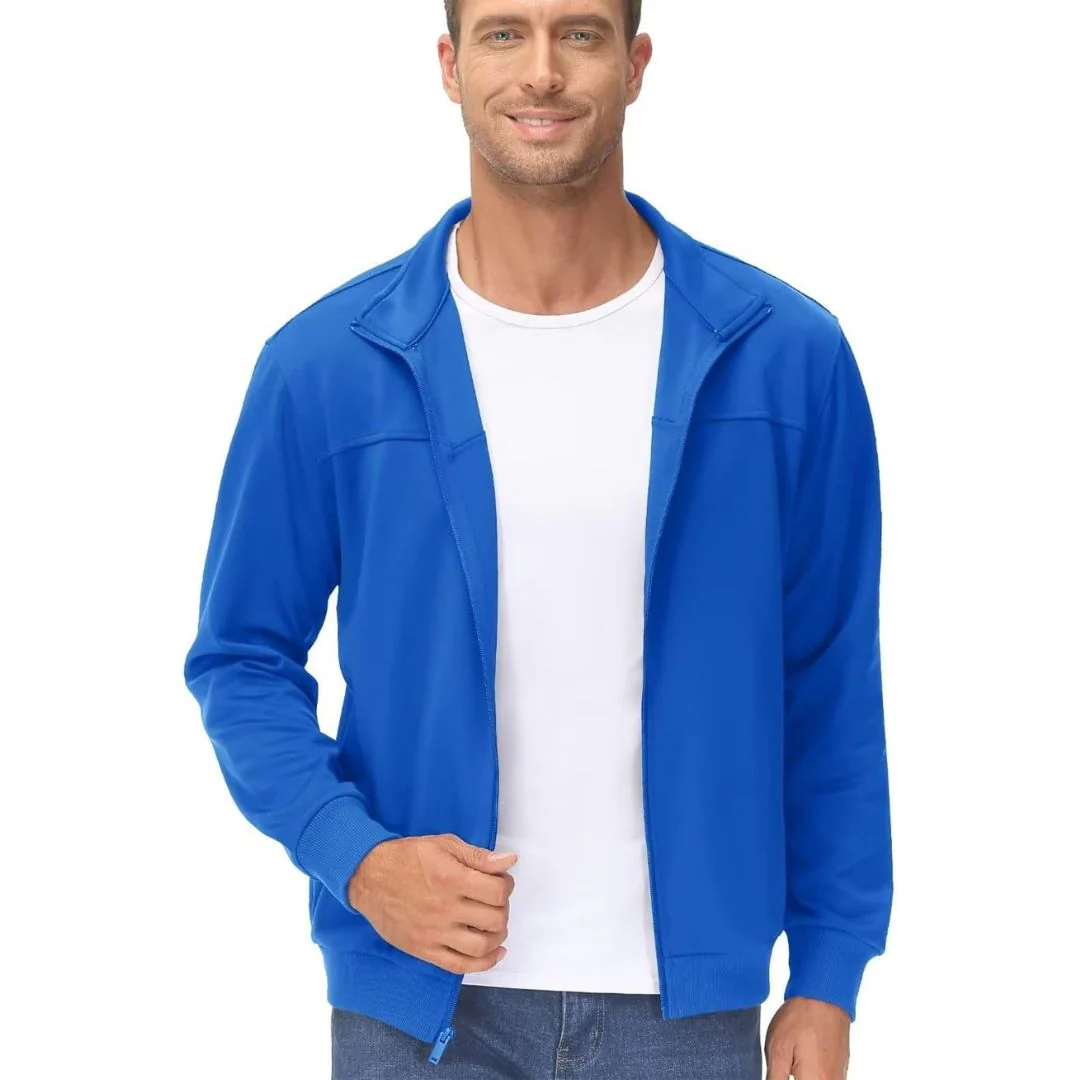 Men's Track Lightweight Full Zip Up Stand Collar Jacket