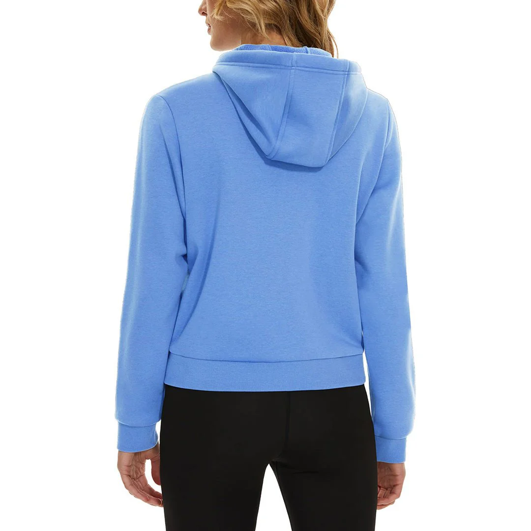 Women's Fleece Lined Full Zip Crop Tops Hoodies