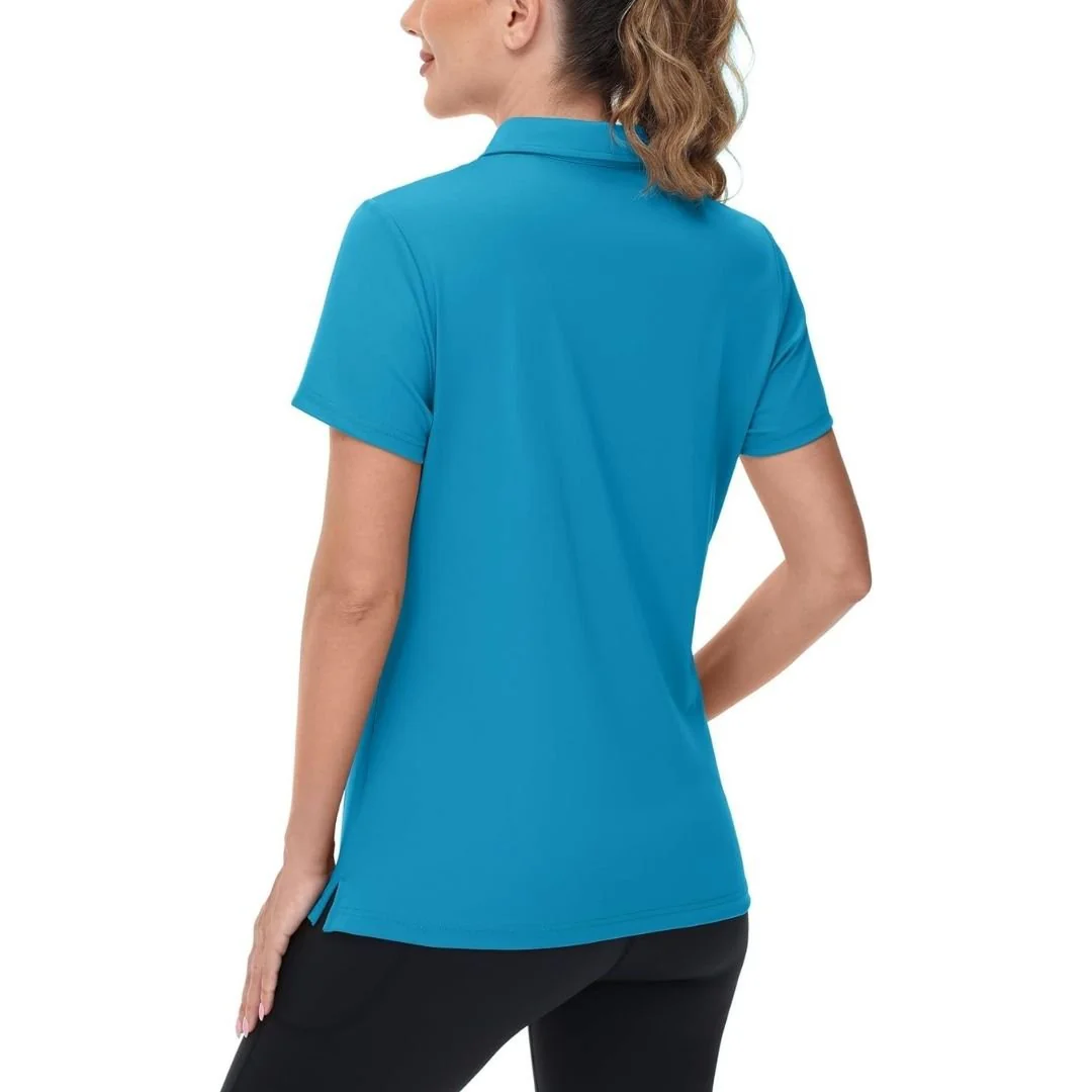 Womens V Neck Quick Dry UPF 50+ Golf Polo Shirt