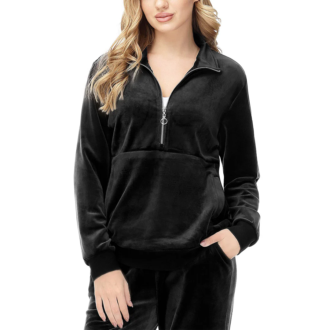 Women's Half Zip Velour Pullovers