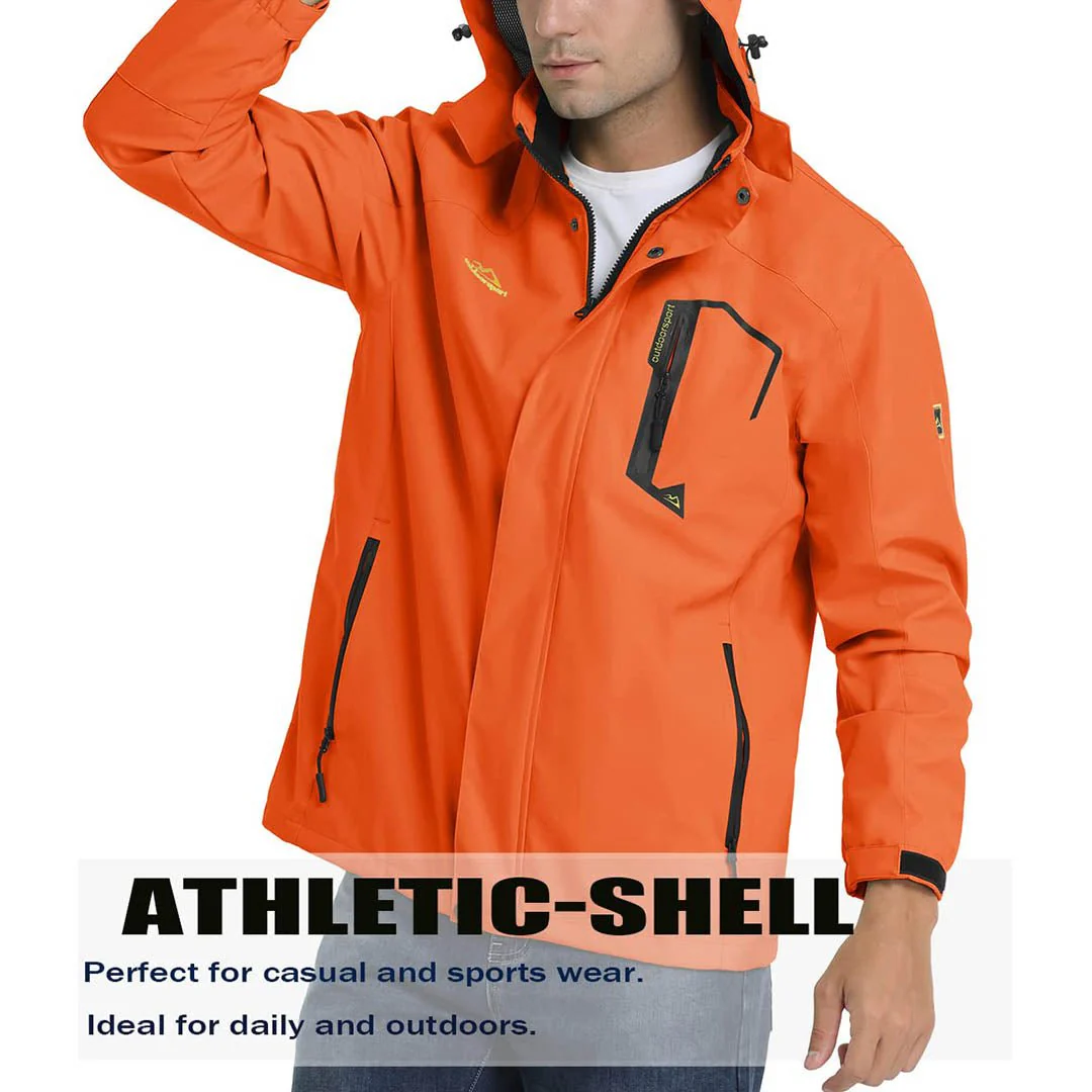 Men's Lightweight Waterproof Windproof Outdoor Hiking Jacket with Zipped Pockets