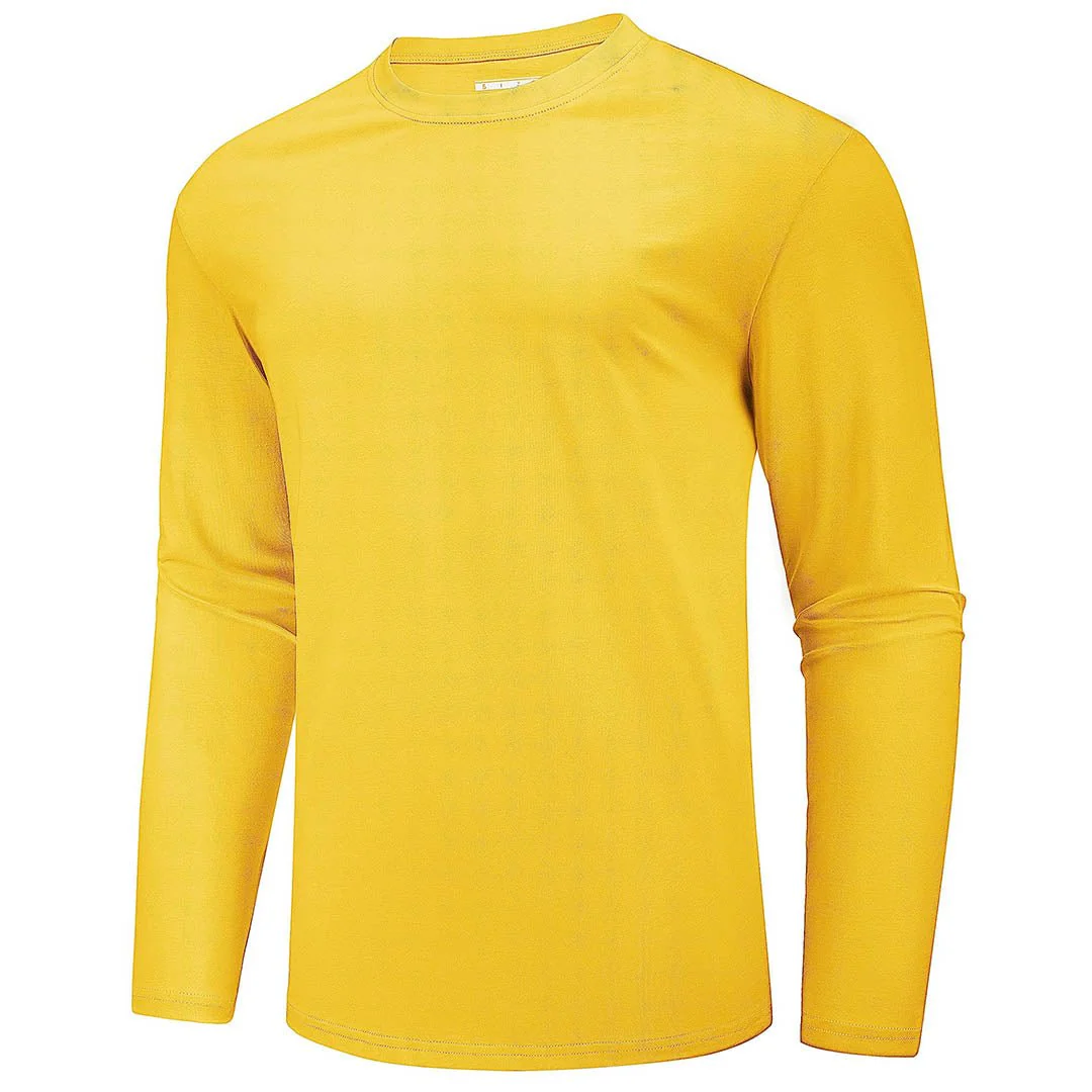 Men's Cotton Solid Color Classic Casual Long Sleeve T-shirt