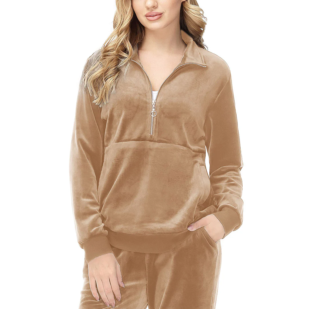 Women's Half Zip Velour Pullovers