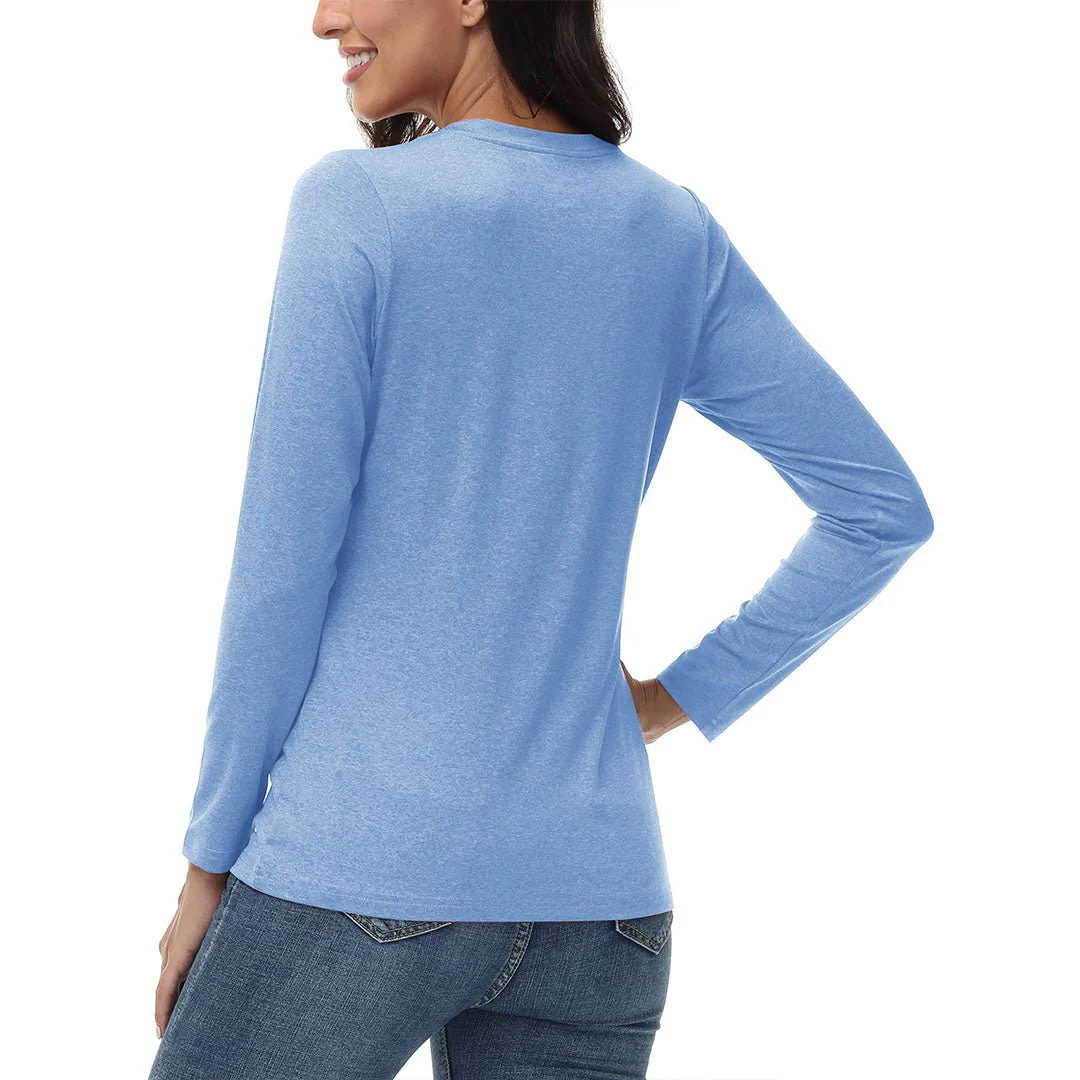 Women's V-Neck Sun Shirts UPF 50+ Long Sleeve T-Shirts