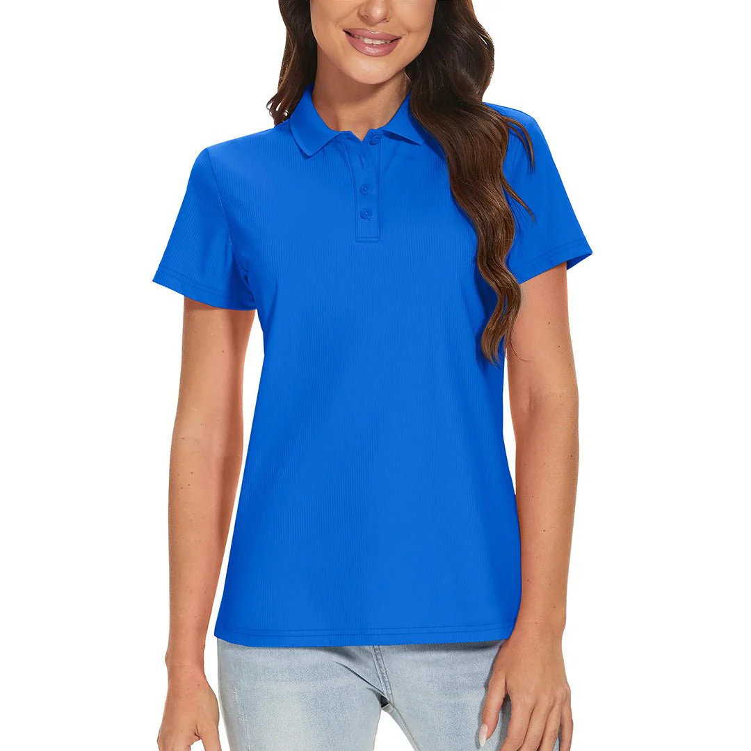 Women's Golf Tennis 4-Button Lightweight Quick-Dry Polo Collared Shirts