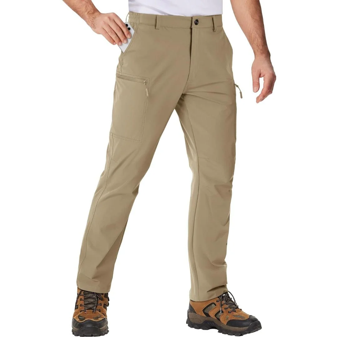 Men's Hiking Water Resistant Ripstop Pants Lightweight Quick Dry with 6 Pockets