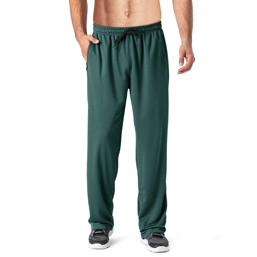 Men's Casual Open Bottom Mesh Sweatpants with Pockets