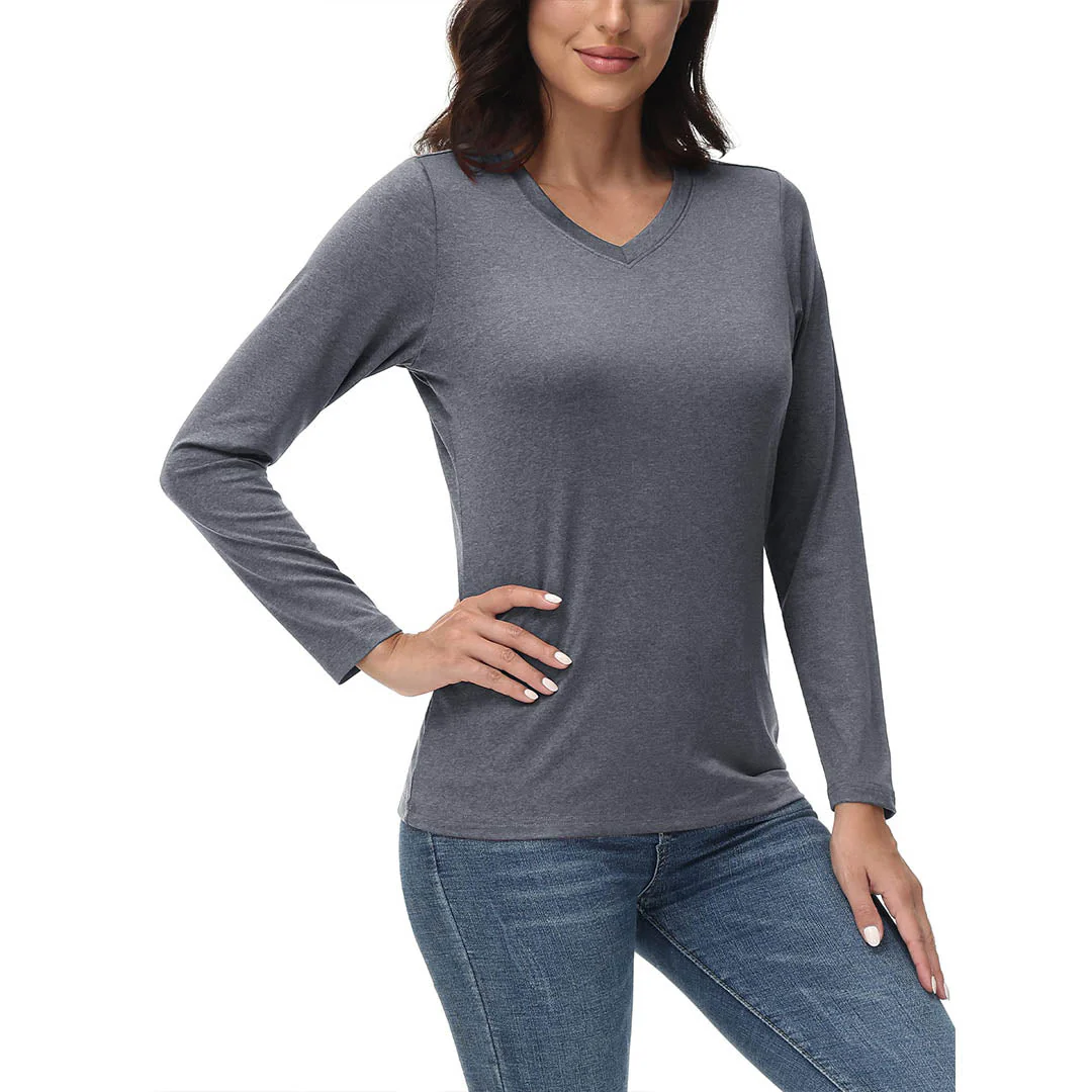Women's V-Neck Sun Shirts UPF 50+ Long Sleeve T-Shirts