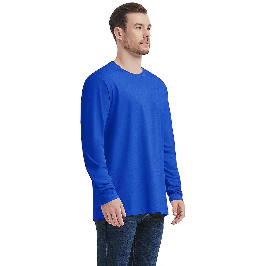 Men's Cotton Solid Color Classic Casual Long Sleeve T-shirt