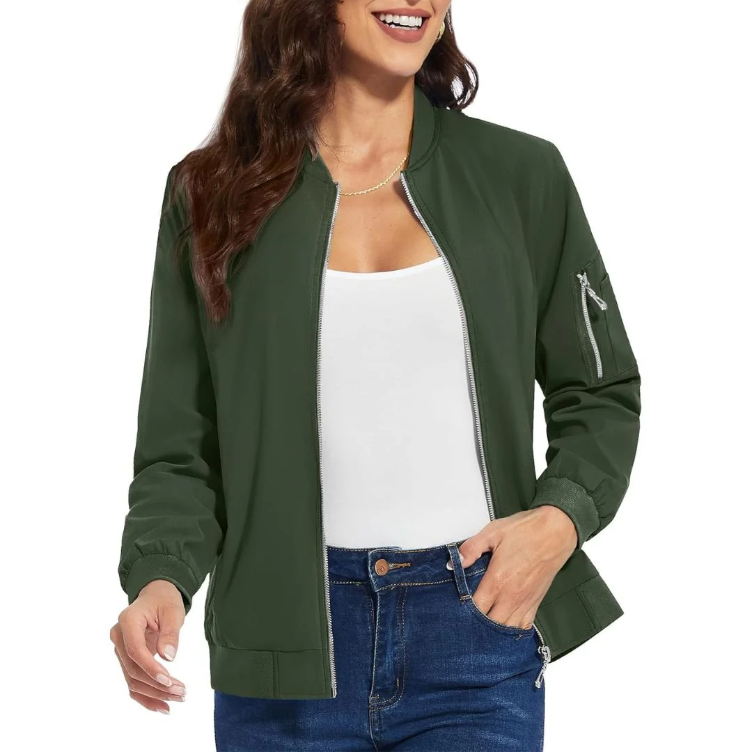 Women's Lightweight Casual Windbreaker Bomber Jackets