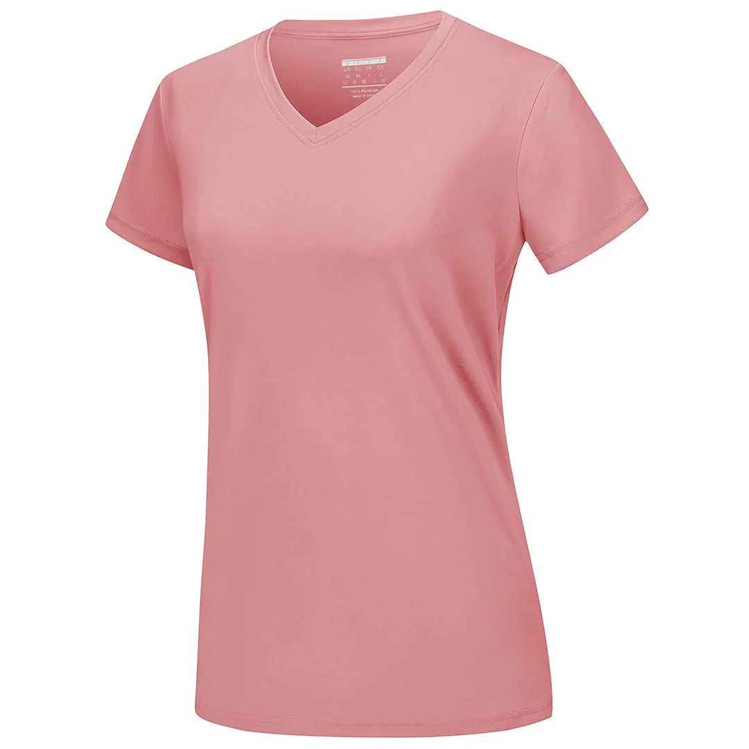 Women's UPF 50+ Sun Protection V-Neck Quick Dry Short Sleeve T-shirts