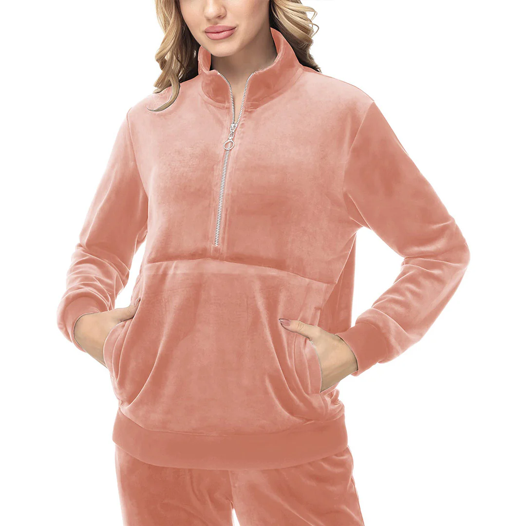 Women's Half Zip Velour Pullovers