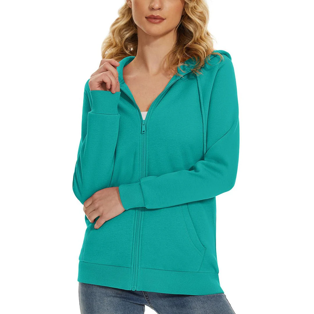 Women's Casual Lightweight  Fleece Hoodies Sportswear Jacket