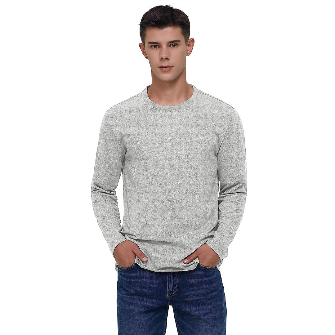 Men's Cotton Solid Color Classic Casual Long Sleeve T-shirt