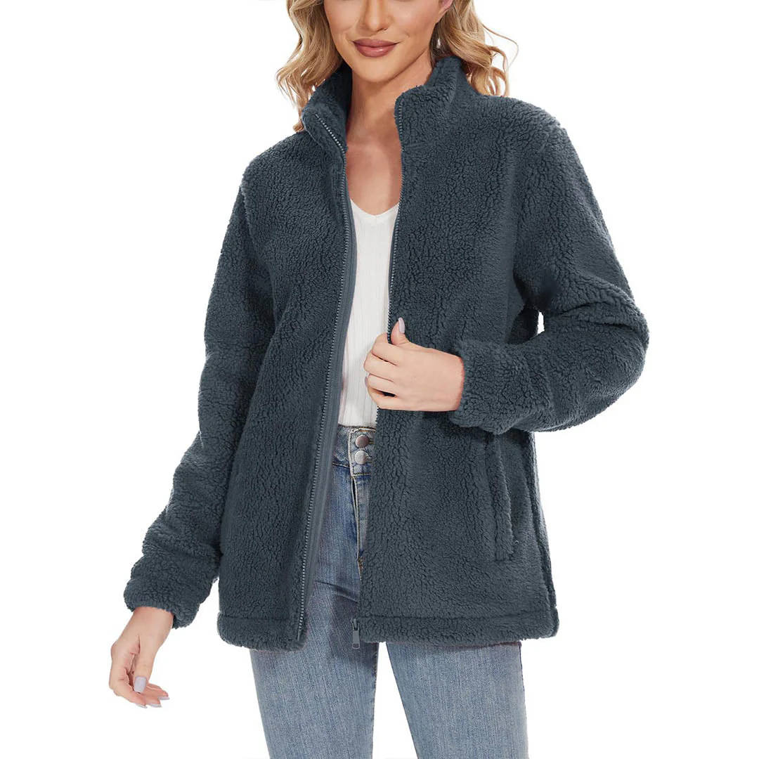 Women's Sherpa Fleece Full Zip Fuzzy Jackets