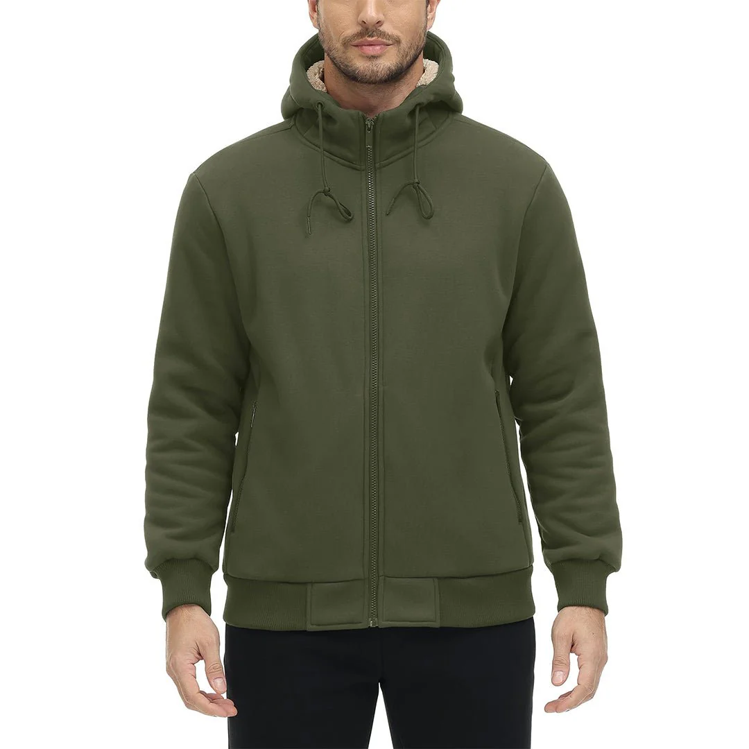 Men's Fleece Hoodie Jacket Windproof Winter Coats
