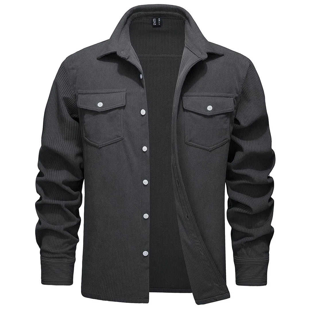 Men's Casual Shacket Lightweight Corduroy Shirt Jacket