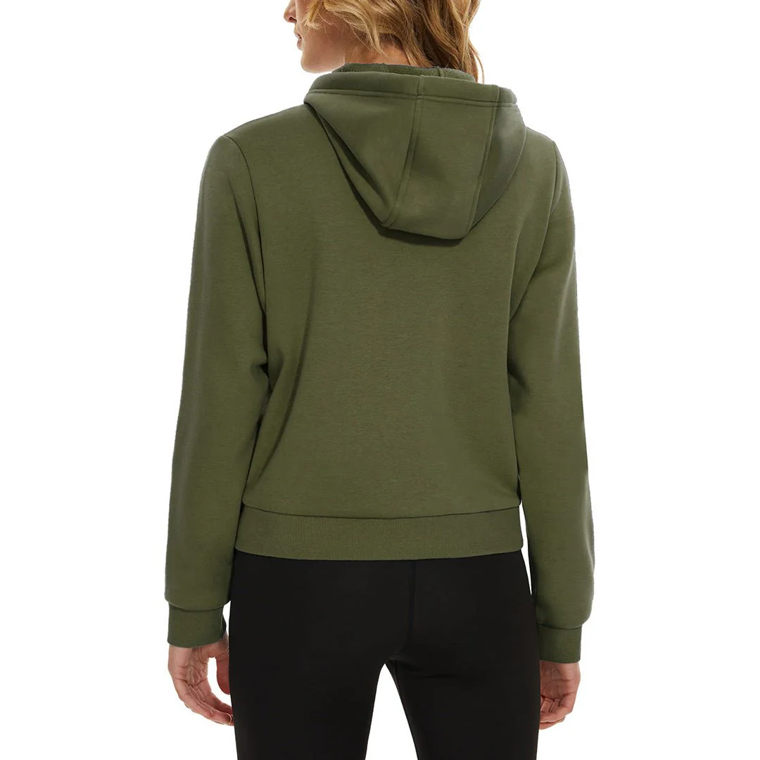 Women's Fleece Lined Full Zip Crop Tops Hoodies