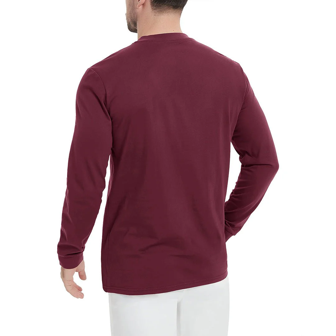 Men's Henley Long Sleeve Cotton Casual Moisture Wicking Shirts