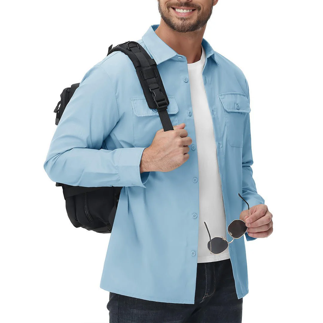 Men's Cotton Casual Button-Up Long Sleeve Shirts