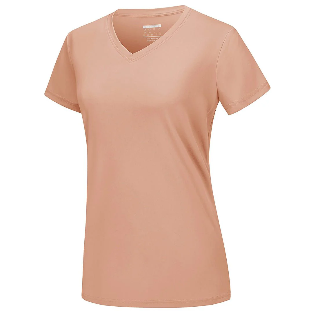 Women's UPF 50+ Sun Protection V-Neck Quick Dry Short Sleeve T-shirts