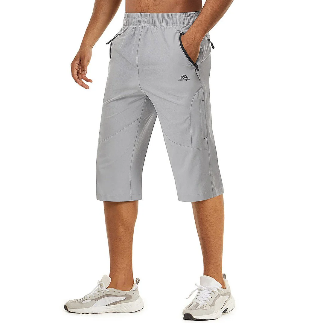 Men's Quick Dry 3/4 Capri Zipper Pockets Long Shorts